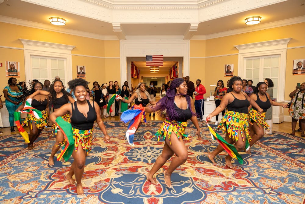 <p>When the Afro-Hoos perform at the Organization for African Students’ Africa Day or at local Charlottesville venues, they lead their audiences through a musical tour of African culture. Photo courtesy Afro-Hoos.</p>