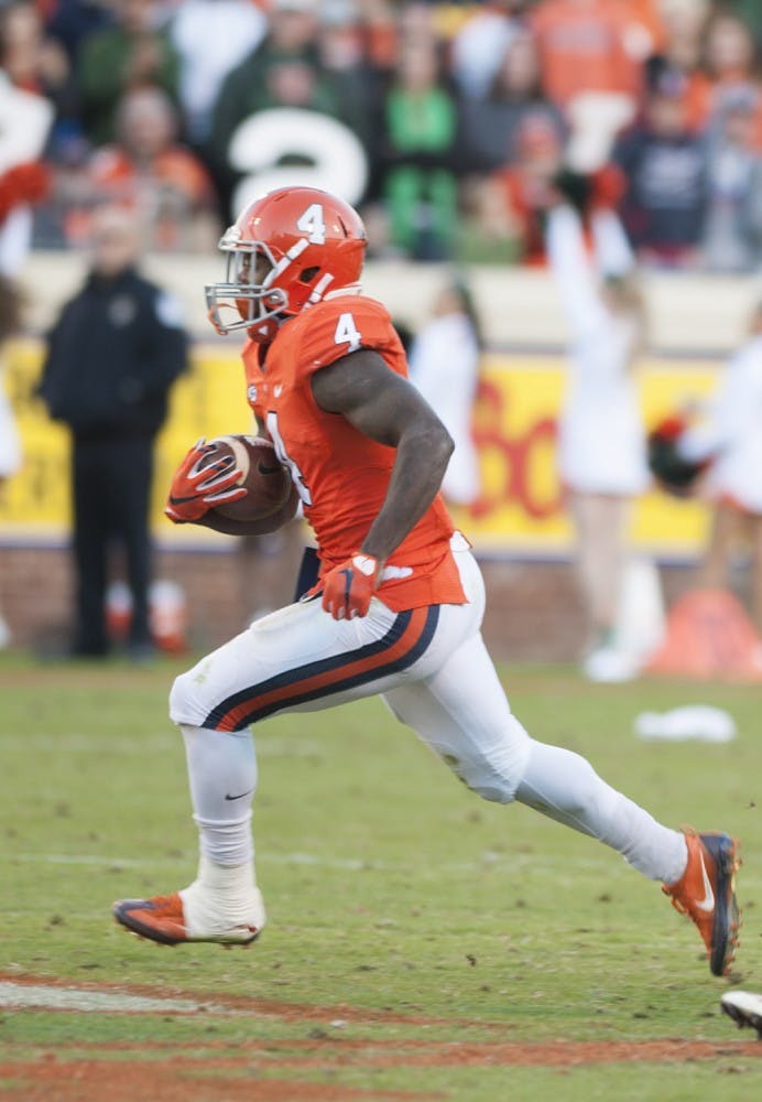 Senior tailback back Taquan Mizzell led the Cavaliers with 113 rushing yards in his final game &mdash; putting him over the 2,000 yards rushing for his career.