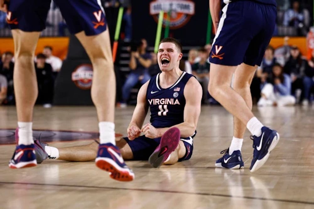 <p>McKneely celebrates one of his six three-pointers Friday night.</p>