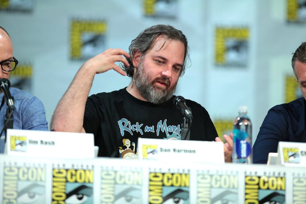 <p>Dan Harmon, co-creator of "Rick and Morty" along with Justin Roiland, speaks at San Diego Comic Con in 2014.&nbsp;</p>