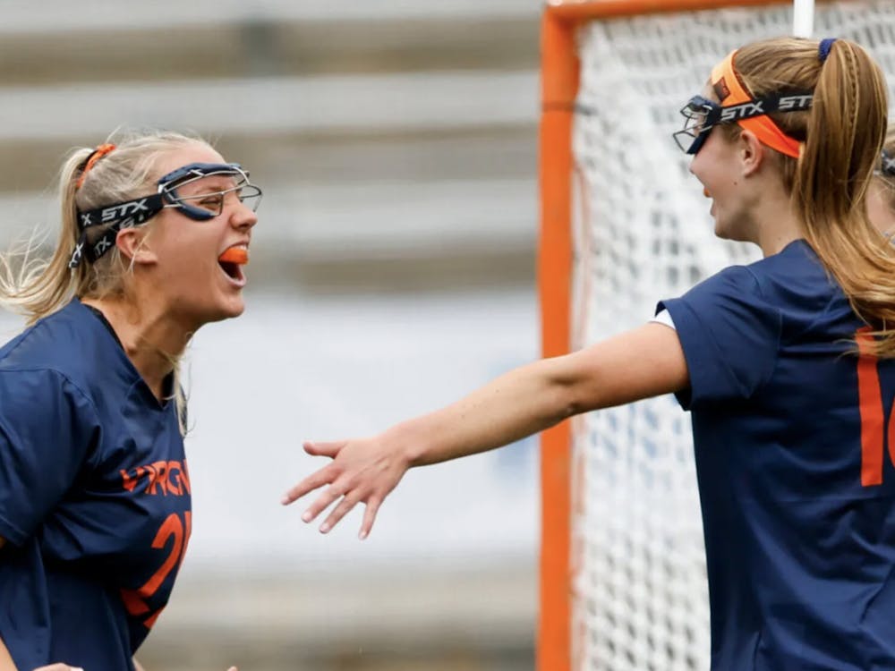 Graduate student attacker Katia Carnevale celebrates her game-tying goal in the third quarter Wednesday.