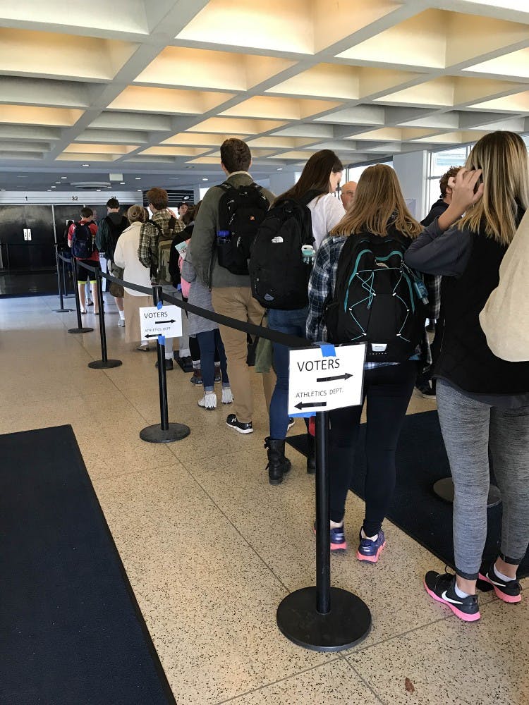 On November 8, students lined up to vote for their first time in a presidential election.