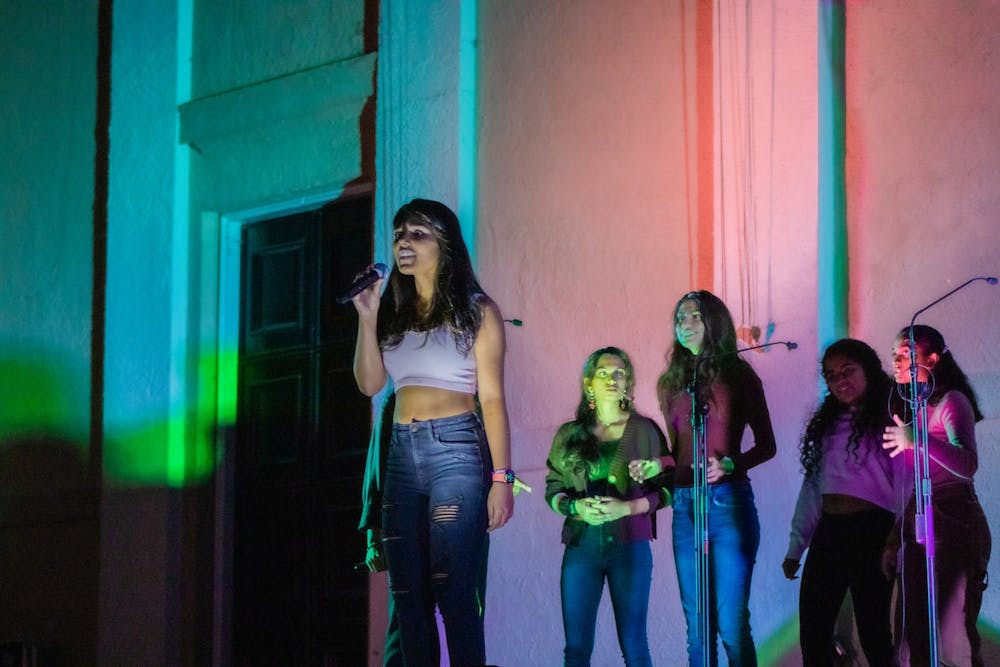 <p>Ektaal, The University’s only South Asian-American Fusion a cappella group sang two mash-ups complimented by rotating soloists</p>