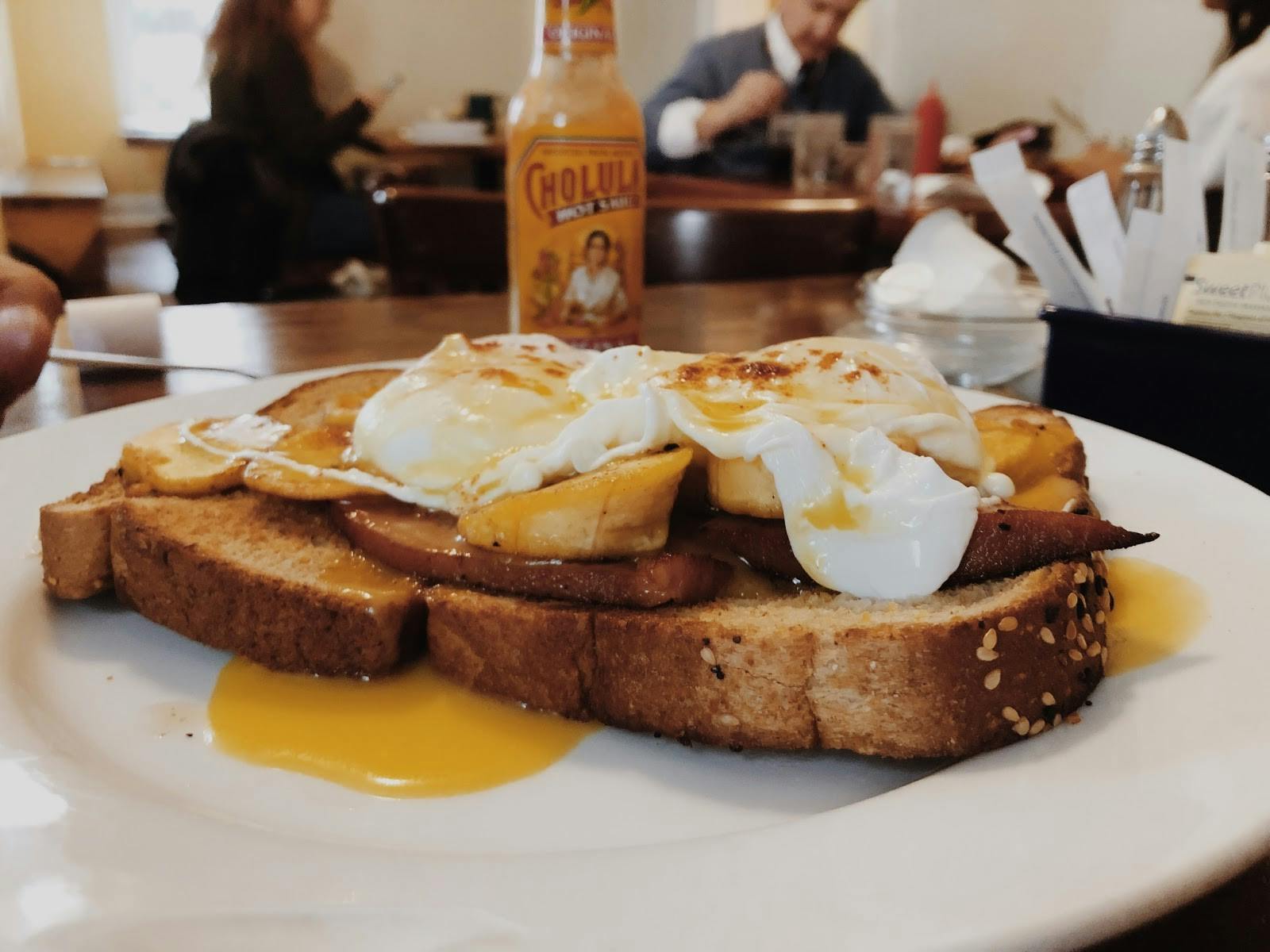 The toast soaks up the hollandaise sauce, and the plantains add a sweetness to the benedict that wasn’t there before. 
