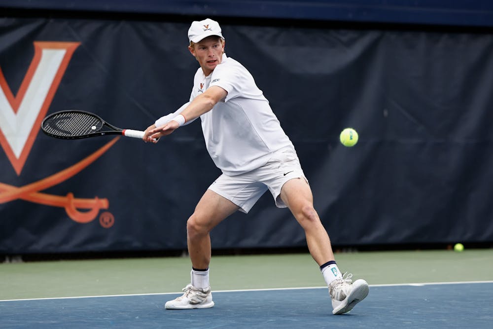 <p>Keegan Rice scored the Cavaliers' first singles point.</p>