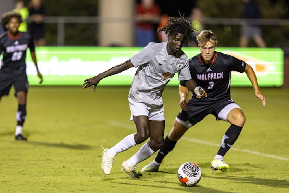 <p>Freshman forward Stephen Annor Gyamfi scored two goals for the Cavaliers in their Saturday night victory&nbsp;</p>