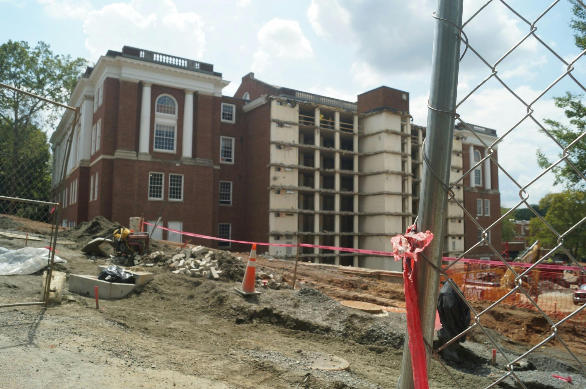 An individual was found in the restricted construction area behind Alderman Library and was taken into custody.