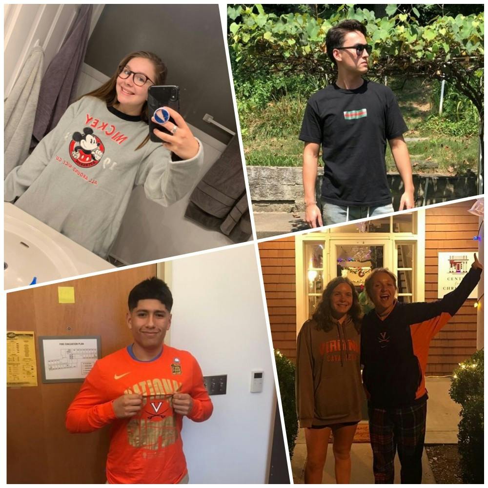 <p>From top to bottom, Camile Kielbasa, Sean Park, John Quezada and Haile Mokrzycki show off their purchased clothing pieces.</p>