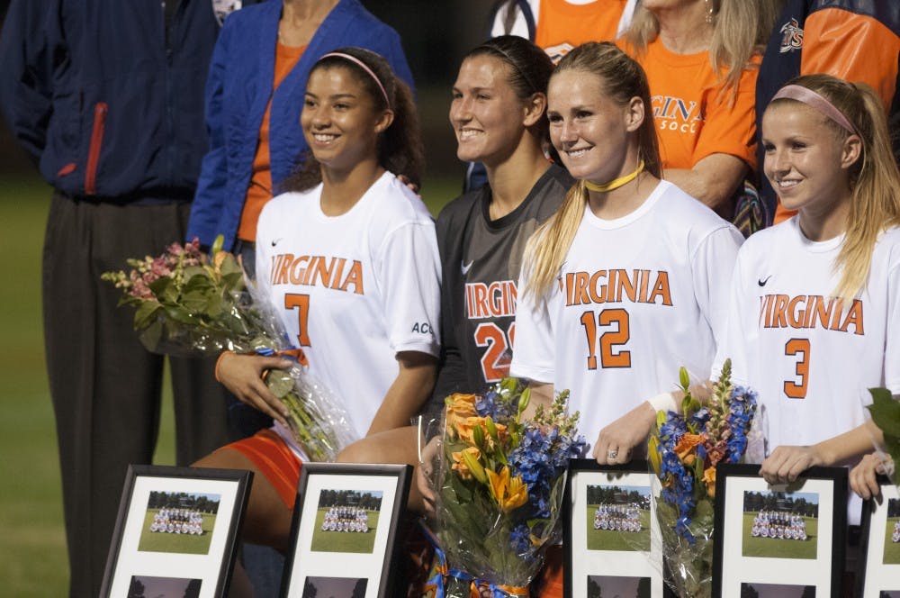 	Amber Fry (3), far right, scored a goal against No. 5 Virginia Tech in the 9th minute of the match.