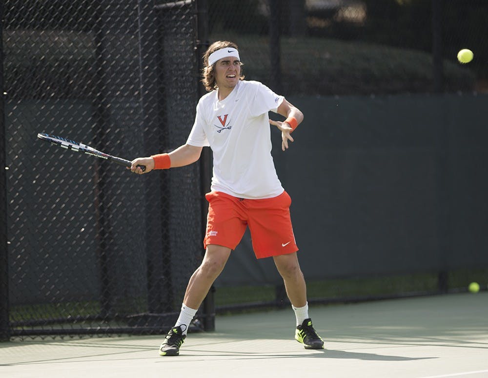 Sophomore Collin Altamirano, who plays the No. 2 spot in Virginia's lineup, won both of his singles matchup over the weekend at Snyder tennis courts.