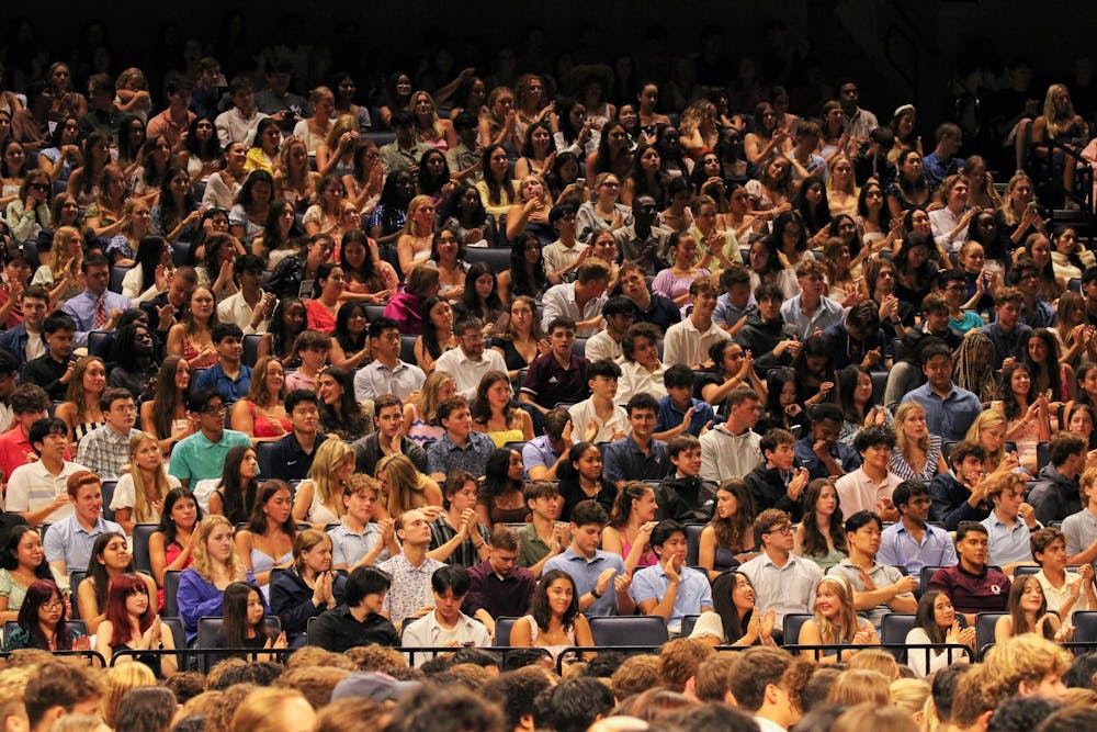 <p>Approximately 4,000 students in the Class of 2029 and 700 incoming transfer students were welcomed to the University Sunday evening.</p>
