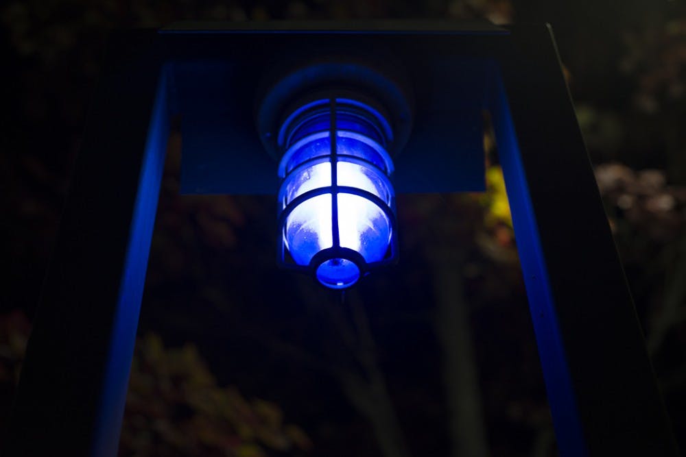 <p>The University's blue light system, installed in the 1970s, is used less often today than it was in the past due to the rise of cell phones, however officers still respond to occasional emergency calls through the system.</p>