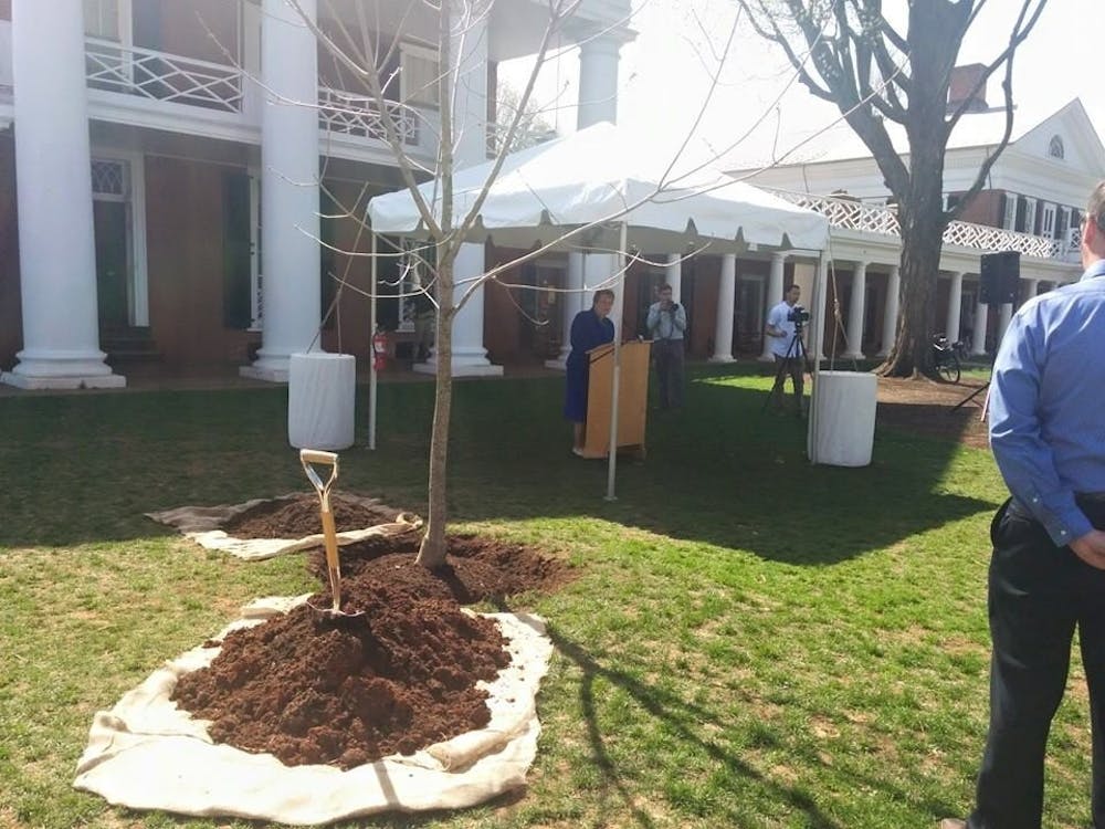<p>This year’s tree planting ceremony was unique in honoring all the enslaved laborers who worked to construct and maintain Grounds instead of an individual.</p>