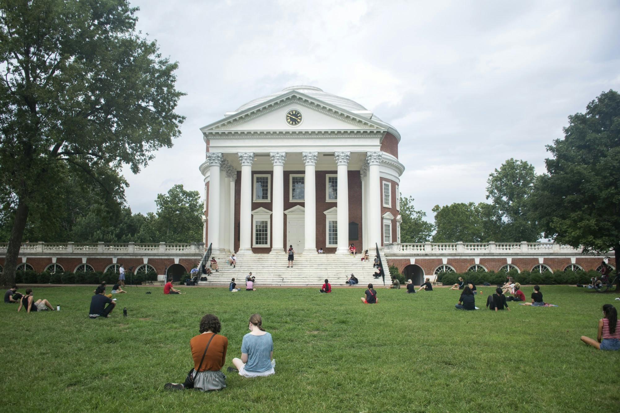 A “Die-In” demonstration was held on the Lawn Wednesday to protest the University’s decision to proceed with in-person classes, which are scheduled to begin Tuesday.
