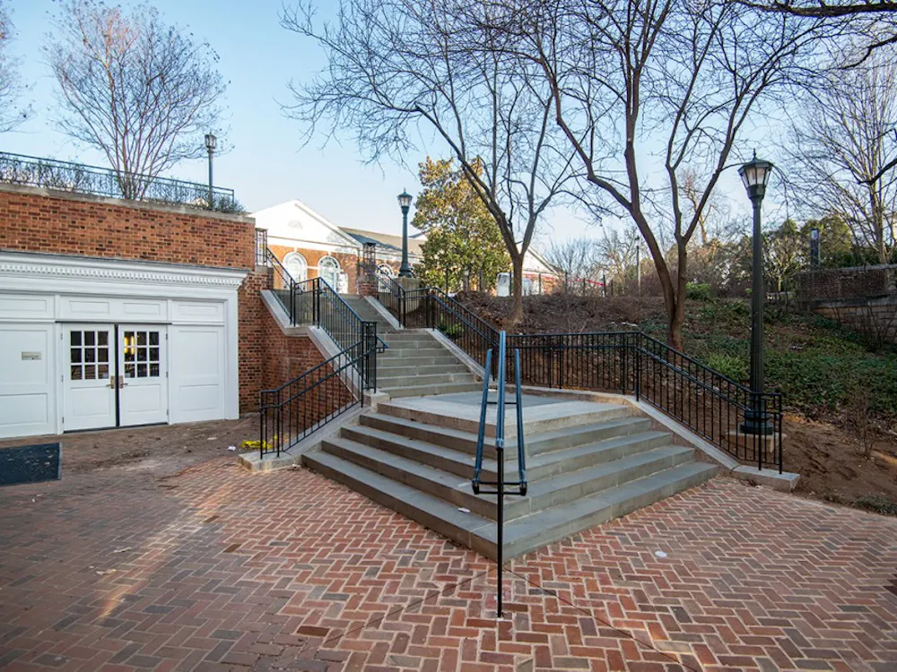 The stair renovation sought to repair water leaks and to prevent water from infiltrating Newcomb Hall.