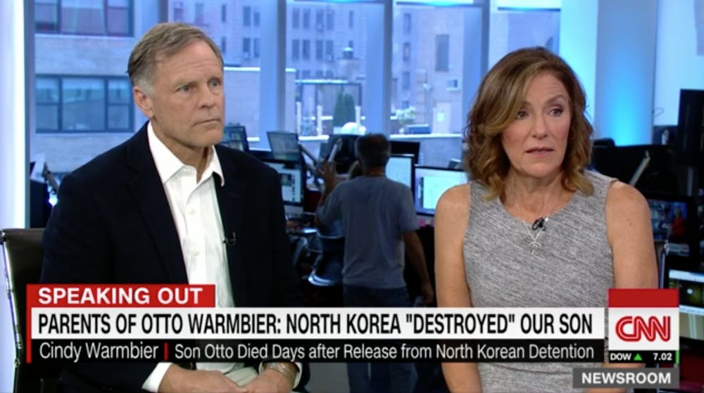 <p>Fred and Cindy Warmbier appeared on CNN Tuesday.&nbsp;</p>