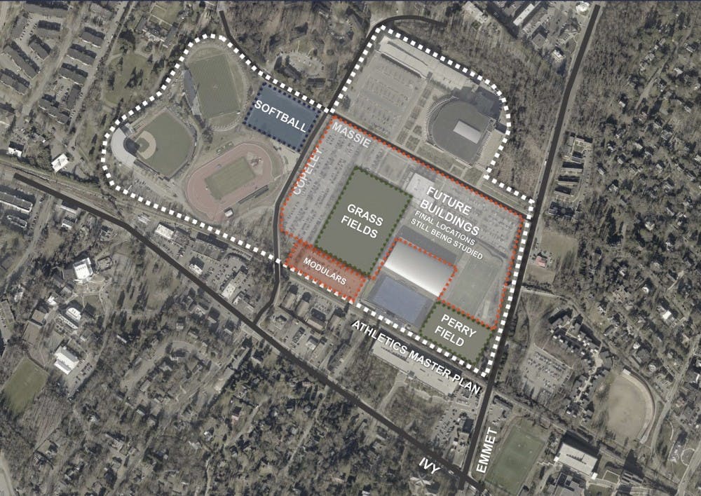 The Athletics Master Plan includes more room for grass practice fields to replace those displaced by the relocation of the softball stadium.
