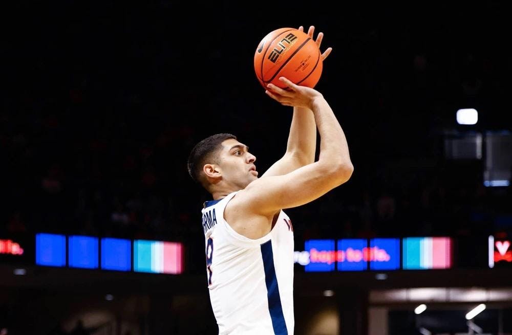 Ishan Sharma shoots during a game earlier this season.