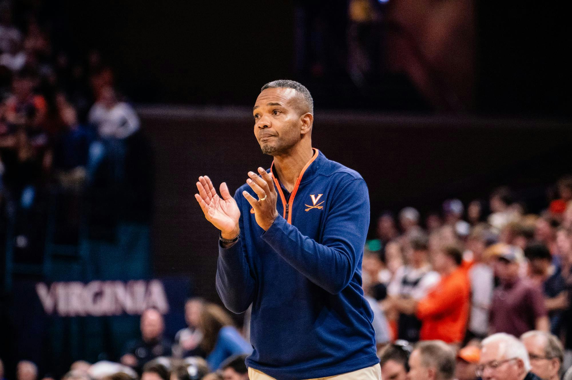 Sanchez during his season-opener as Virginia head coach.