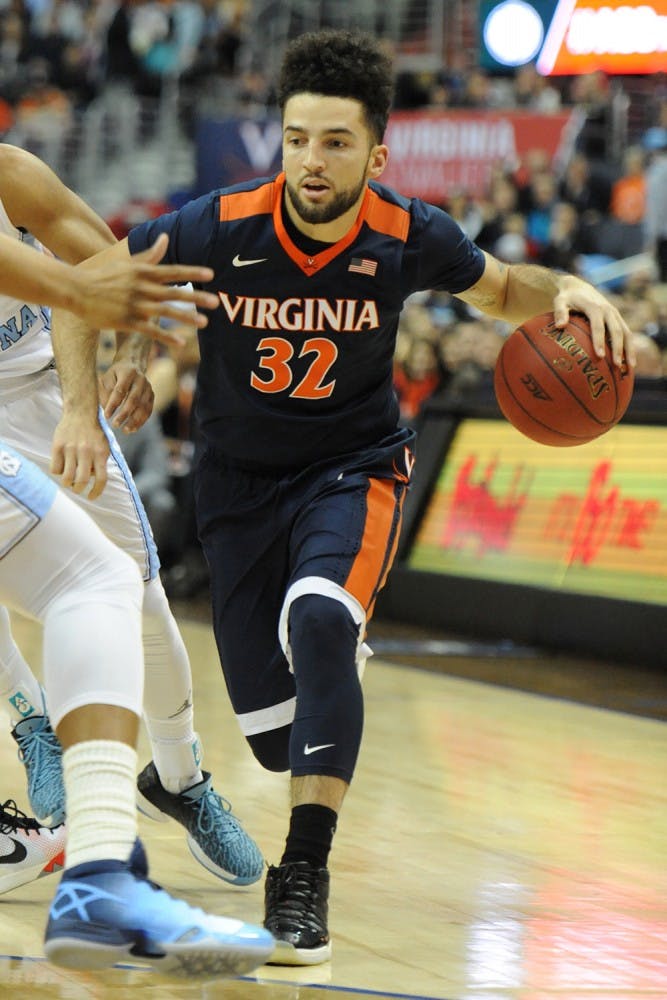 London Perrantes led Virginia with 18 points on 5-12 shooting in the matchup with Louisville.