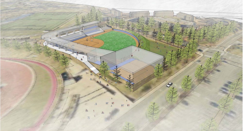 <p>The new softball stadium would replace a grass soccer and lacrosse practice field on Massie Road and Copeley Road.</p>