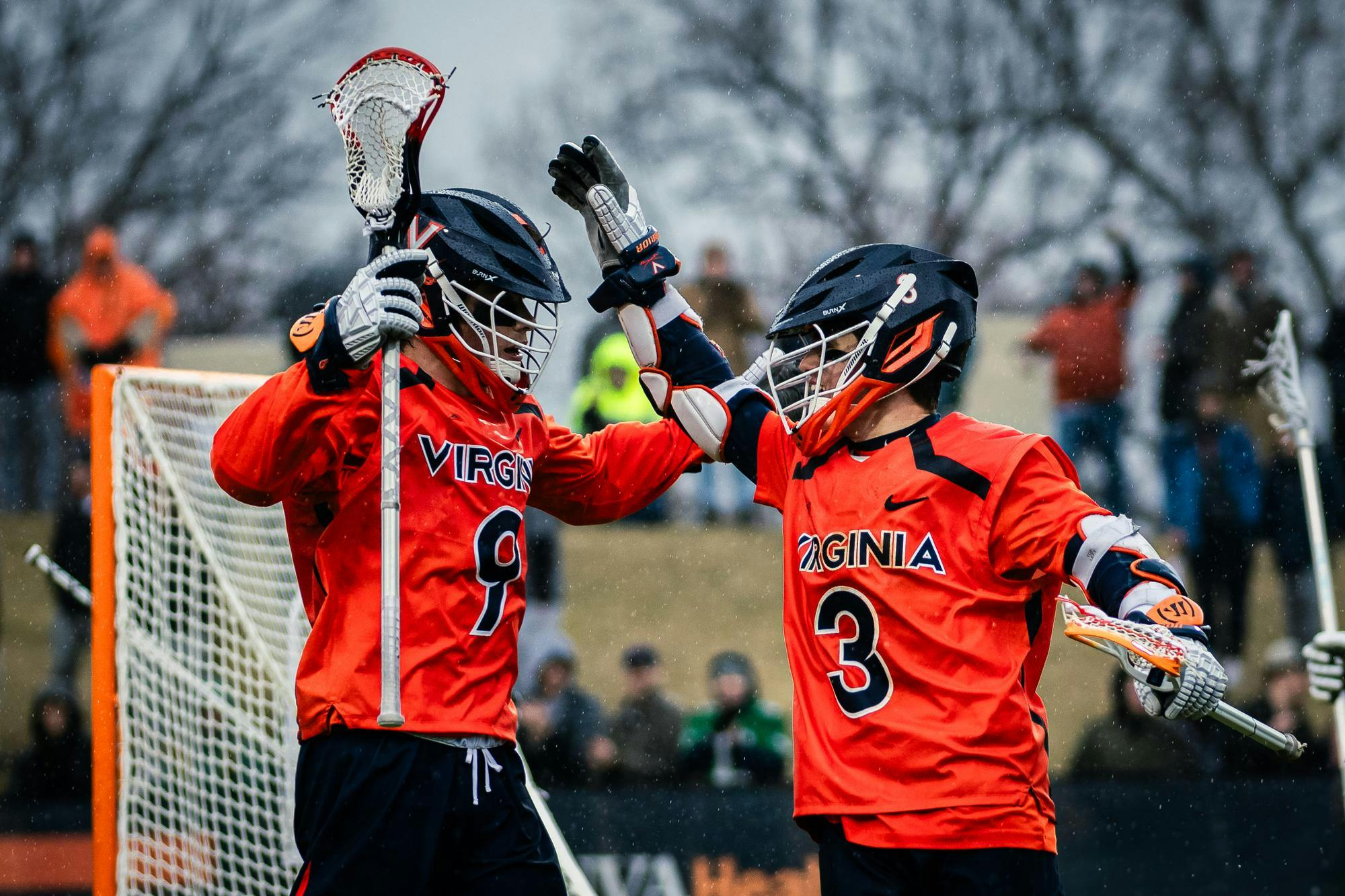 McCabe Millon and Truitt Sunderland, the stars of the attack Saturday, celebrate after a goal.