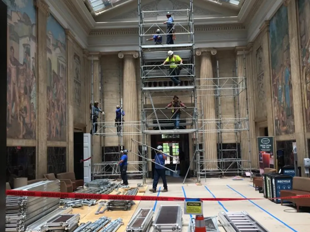 As part of the renovation efforts led by the Office of Sustainability, workers at Clark Hall updated the solar array system covering 280,000 square feet of roof space. 