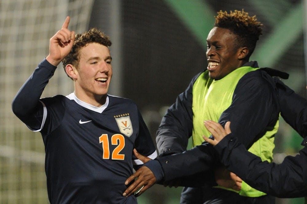 Virginia freshman forward Joe Bell scored in the 54th minute to give his team a 2-1 lead over Notre Dame.