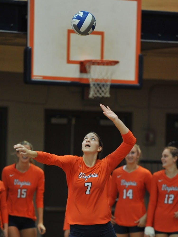 Virginia sophomore outside hitter Jelena Novakovic that gave her team a chance to break away after a key block against Duke Friday night.
