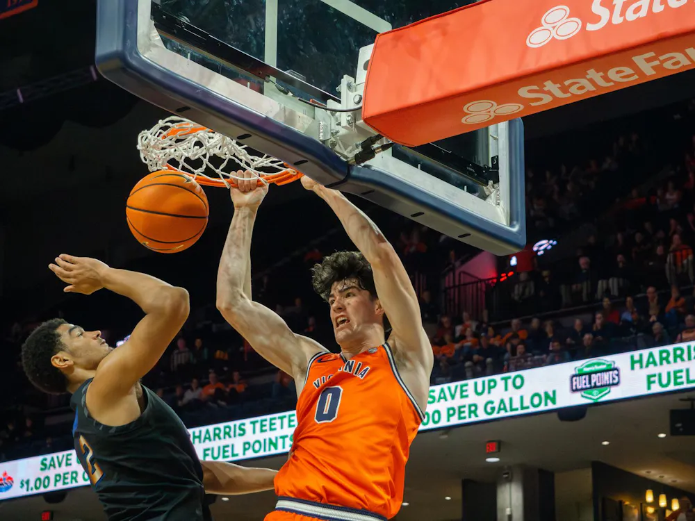 Blake Buchanan hammers home a two-handed dunk.