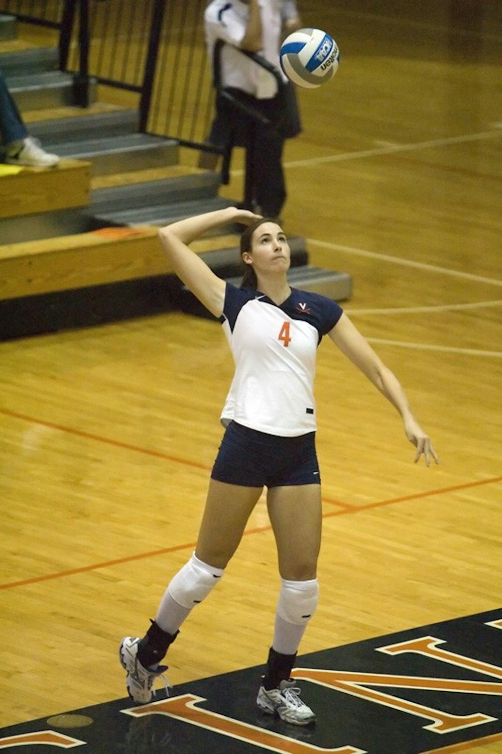 Virginia Cavaliers OH Lauren Dickson (4)..The Virginia Cavaliers Volleyball team faced the Florida State Seminoles at Memorial Gymnasium in Charlottesville, VA on September 20, 2007.