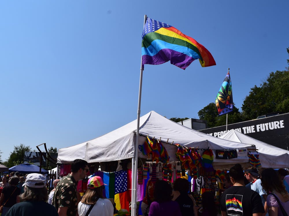 Under the warm, clear sky of a beautiful Sunday in Charlottesville, locals gathered to celebrate queer pride in a street fair at IX Art Park.