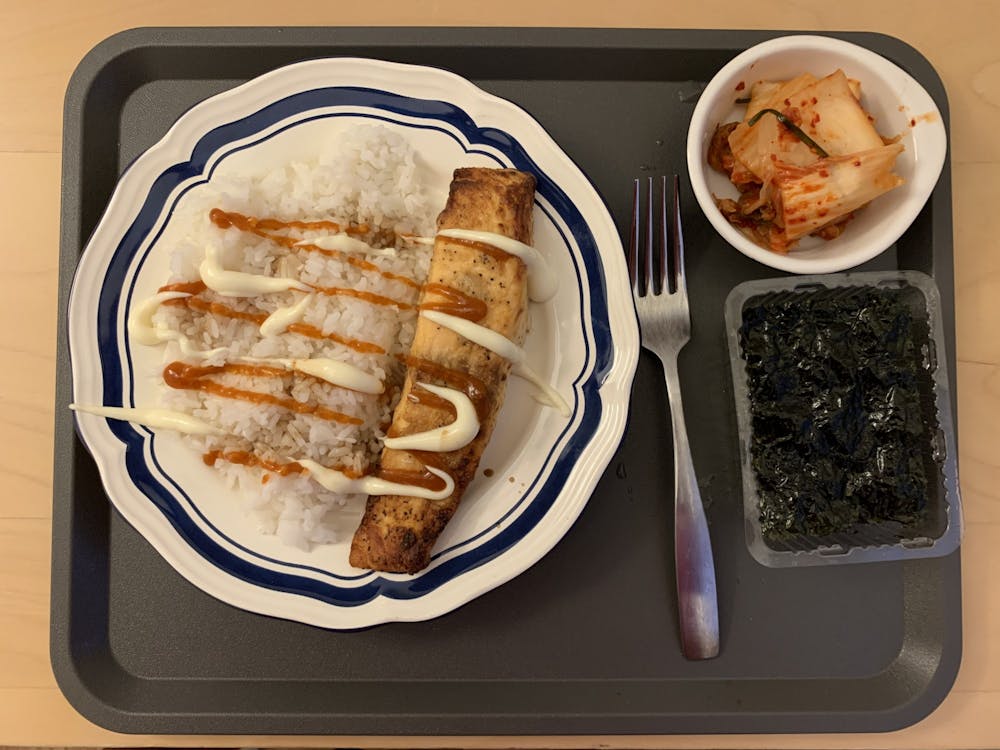 Besides the salmon and rice, the recipe calls for sriracha, Japanese Kewpie mayonnaise, soy sauce and optional sides, such as avocado, roasted seaweed or kimchi.