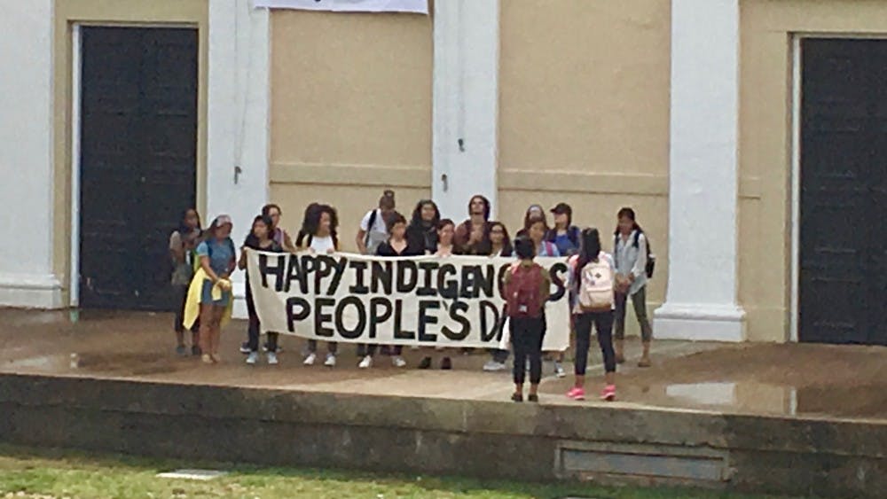 Members of the Latinx Student Alliance and the Native American Student Union gathered in the Amphitheater.