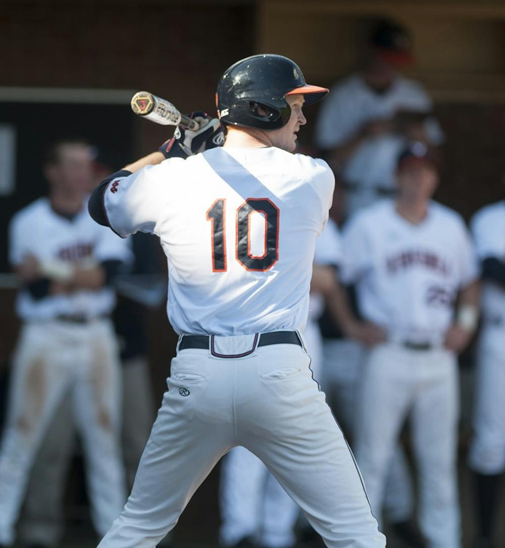 <p>Sophomore first baseman Pavin Smith contributed to Virginia's comeback Tuesday afternoon, singling home the first of fifteen Cavalier runs. Smith collected a total of three hits in the game.</p>