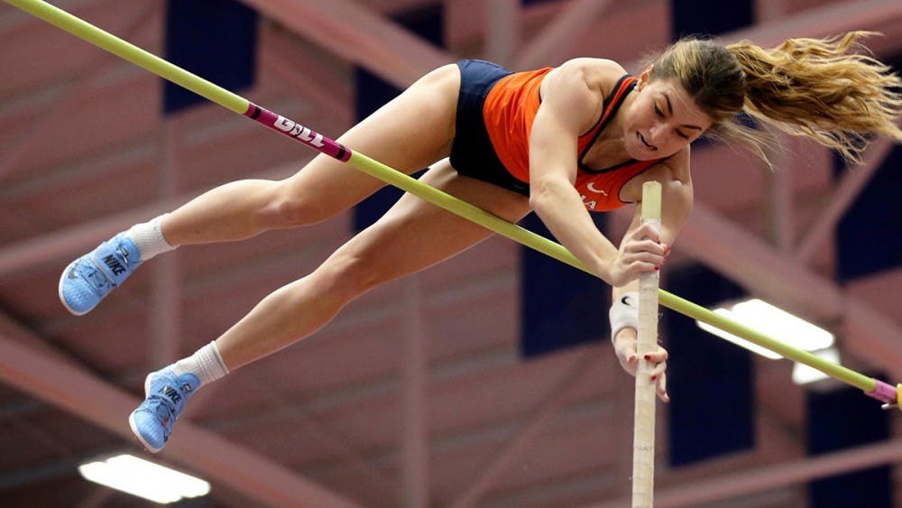 Senior Bridget Guy set a school record in the pole vault.