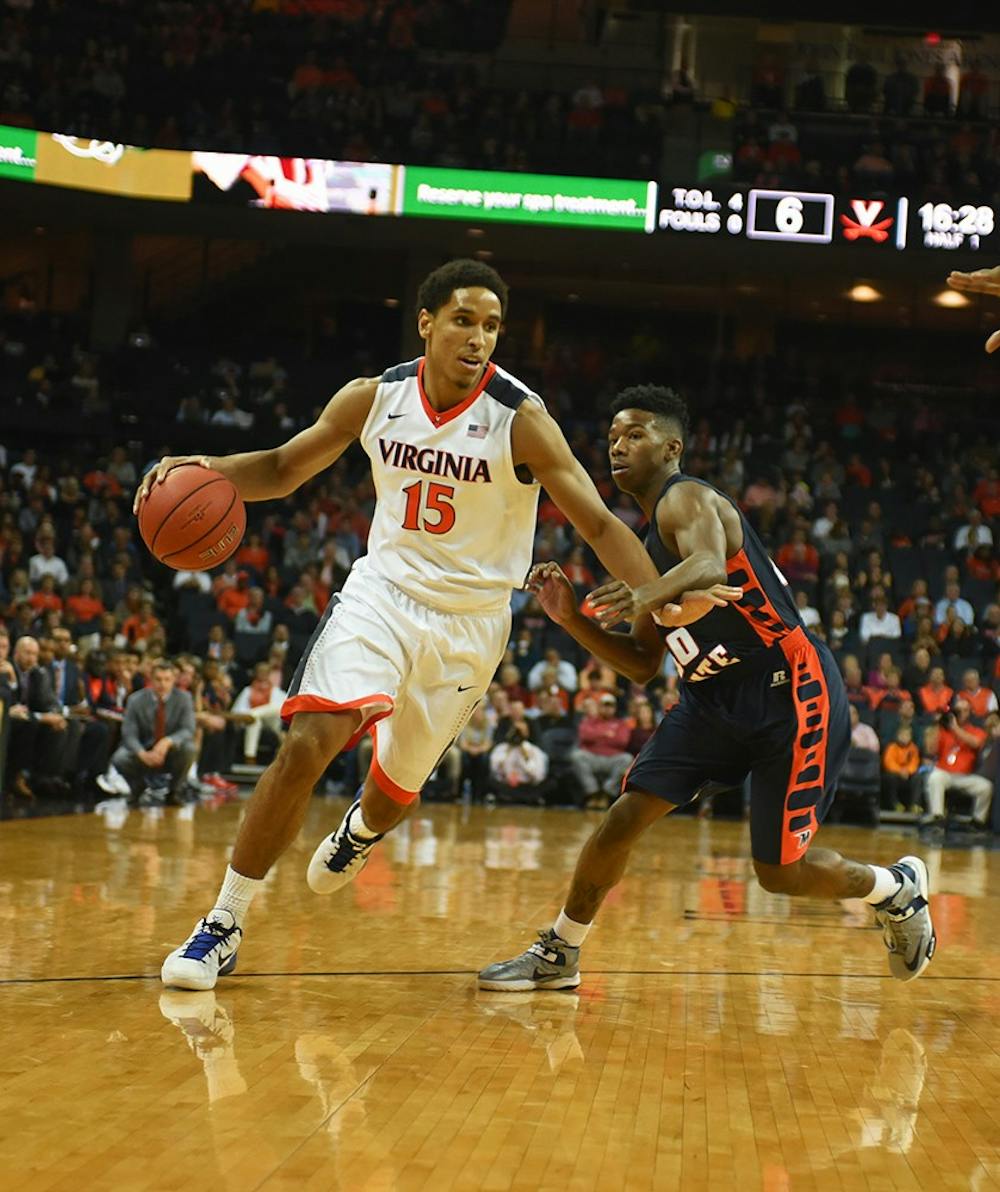 <p>Senior guard Malcolm Brogdon torched the Colonials for 28 points and eight rebounds, but the Cavaliers shot just 40.3 percent as a team.&nbsp;</p>
