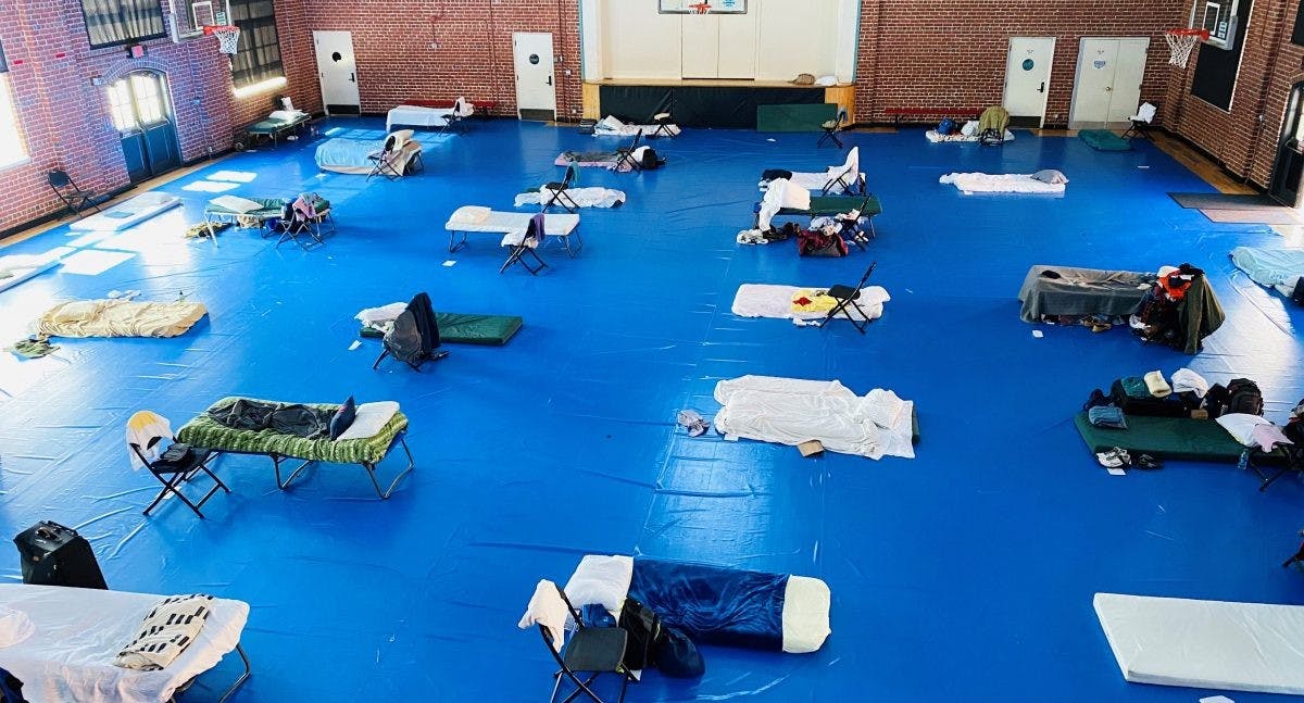 &nbsp;This is the Key Rec Center where male homeless individuals sleep 6 feet apart.&nbsp;