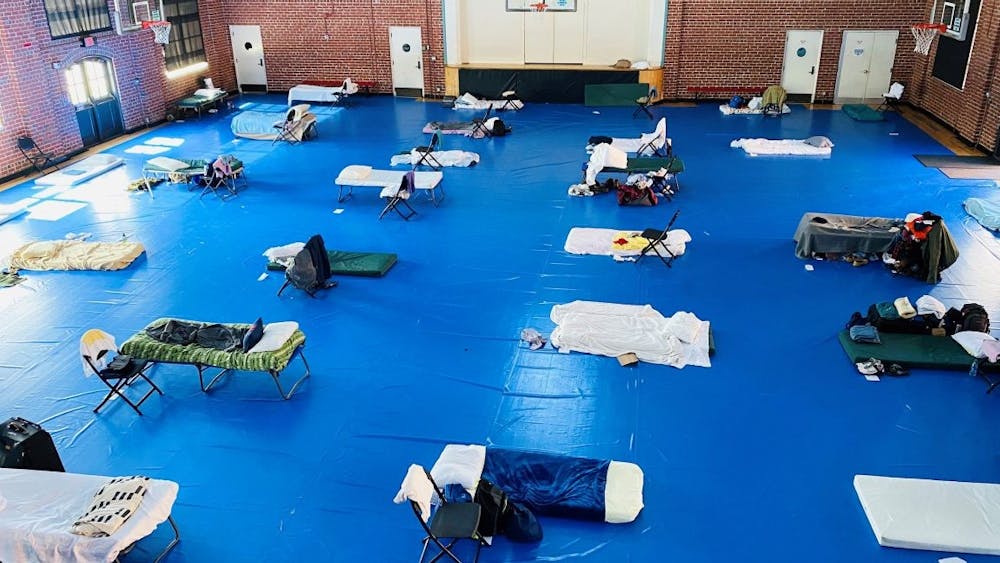  This is the Key Rec Center where male homeless individuals sleep 6 feet apart. 