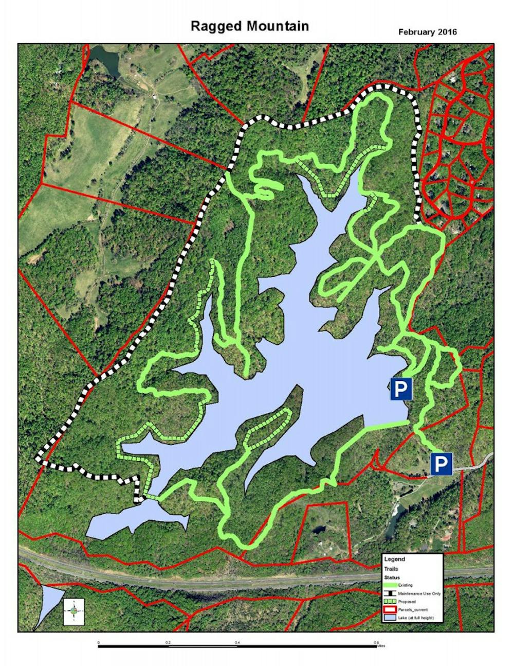 Map of existing and proposed&nbsp;trails&nbsp;at the&nbsp;Ragged Mountain Natural Area.&nbsp;