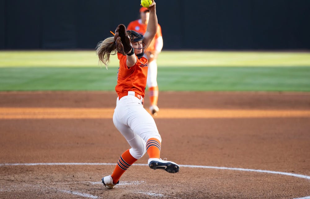 <p>Senior pitcher Courtney Layne was stellar over the course of Virginia's season-opening trip to Conway, S.C.</p>