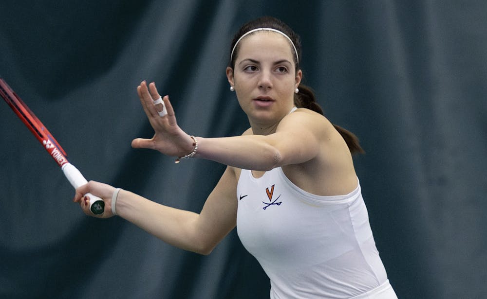 <p>Sara Ziodato coils for a forehand.</p>