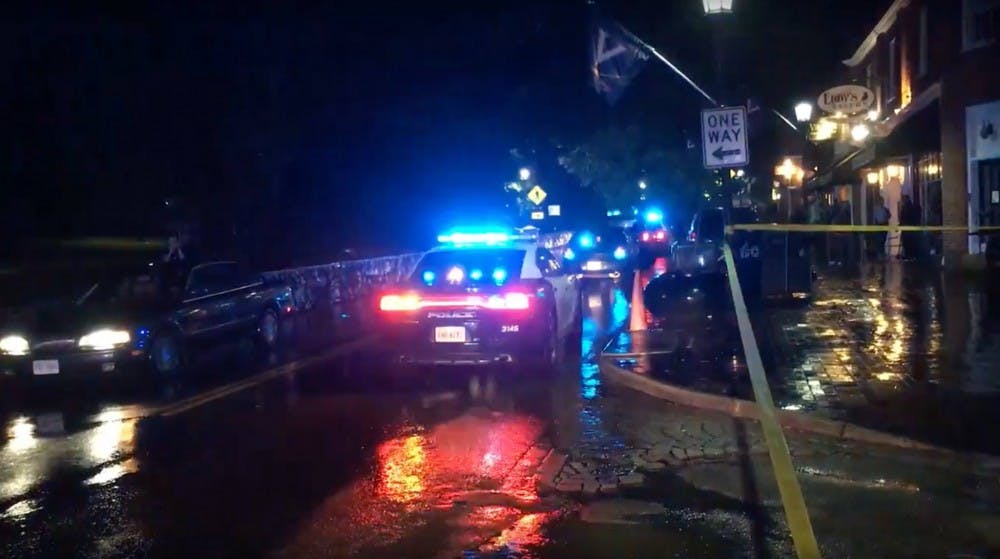 Charlottesville Police marked off areas with caution tape following the incident Saturday.