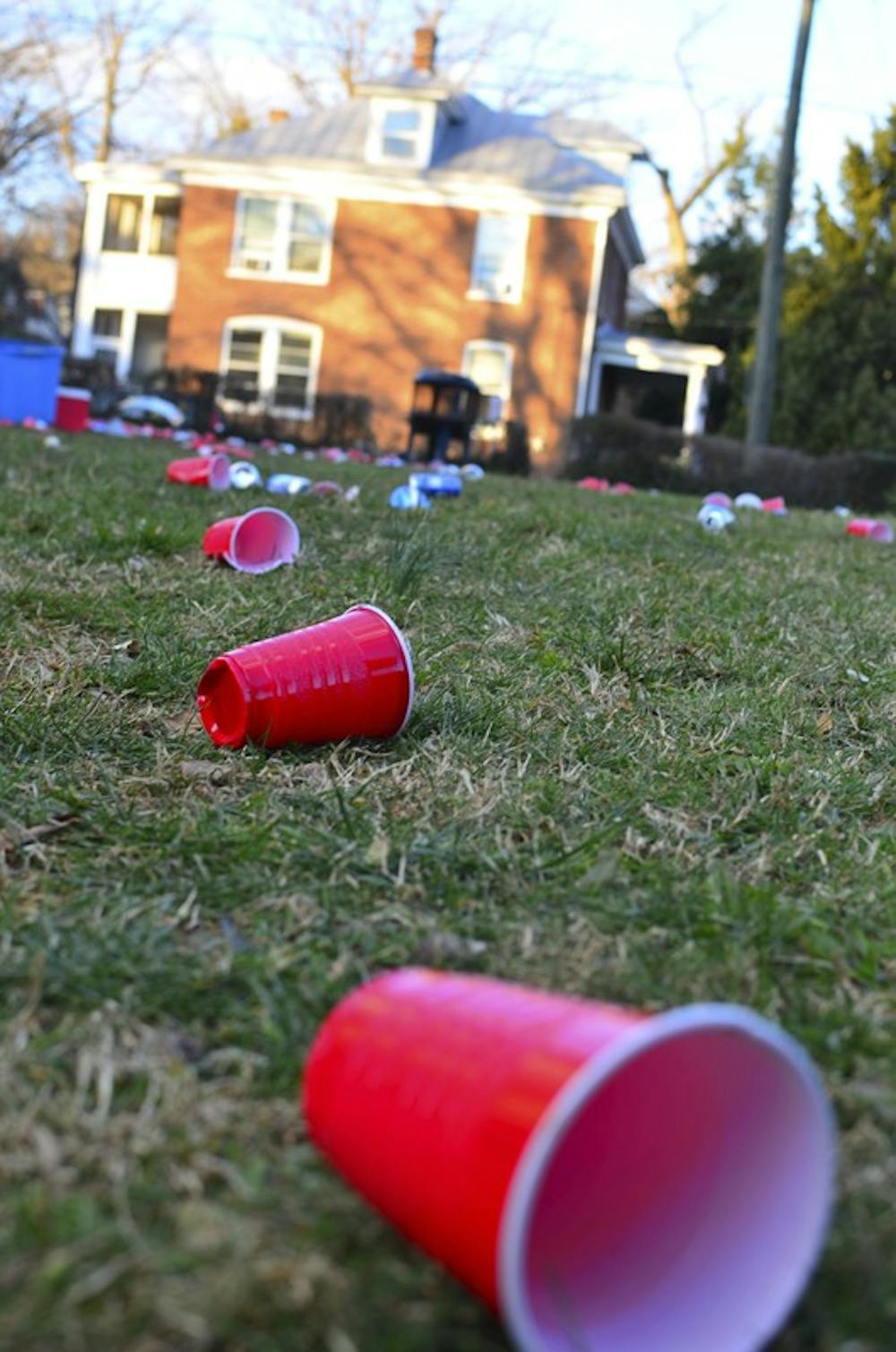 	<p>Discarded drink cups after an exciting night of parties on 14th Street</p>