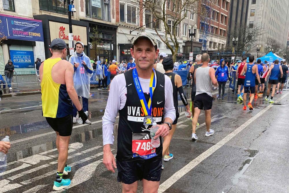 <p>Ryan ran the marathon just days <a href="https://news.virginia.edu/content/uva-strong-signs-football-teams-resilience-evident-during-emotional-spring-game"><u>after</u></a> the blue and white spring football game — the University’s first official football game since the shooting.&nbsp;</p>