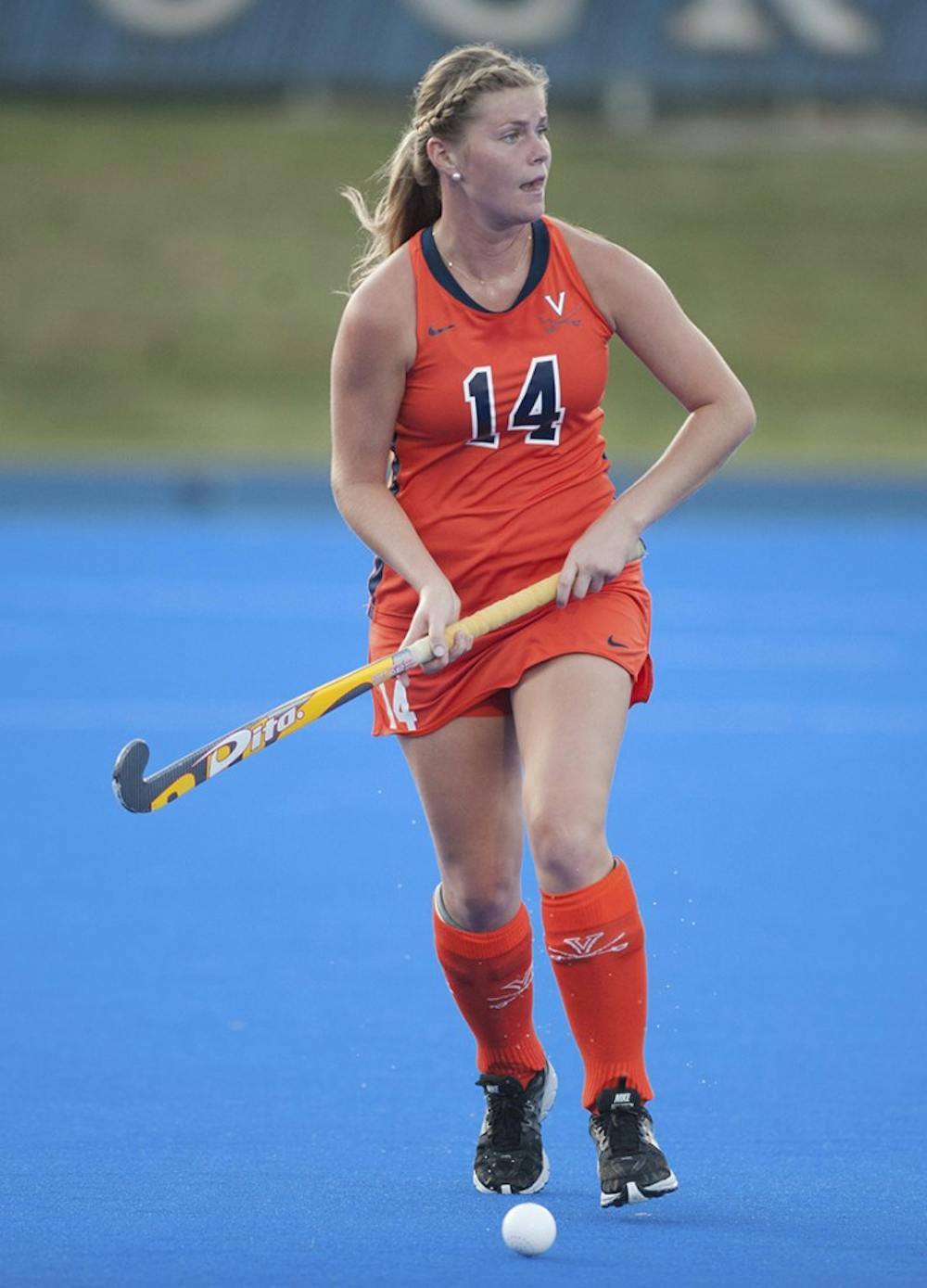 <p>Junior defender Emily Faught and the Virginia field hockey team play Boston College Saturday at 1 p.m.</p>