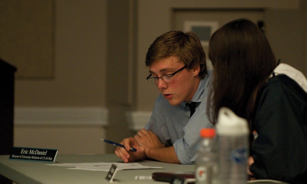 	Third-year College student Eric McDaniel sponsored Student Council’s legislation calling for the end of the divisive “not gay” chant Tuesday.