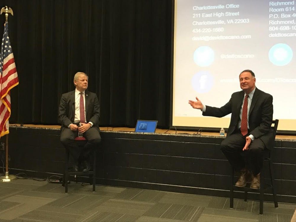 Del. David Toscano (left)&nbsp;and&nbsp;Virginia State Sen. Creigh Deeds (right)