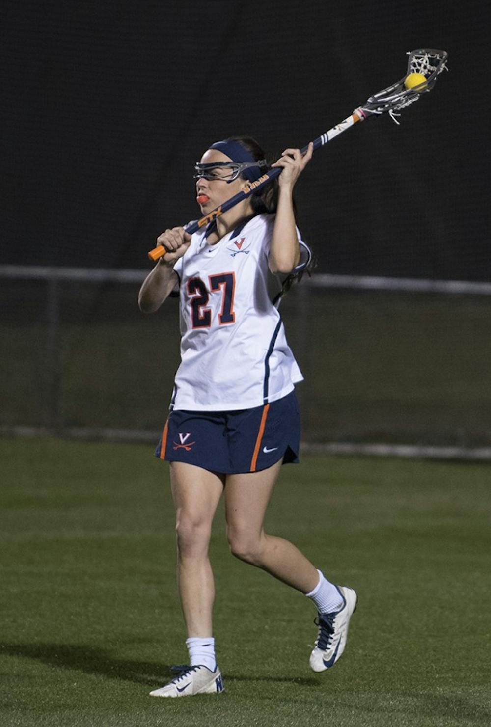 <p>Mary Alati was one of five seniors honored before Saturday's game. The Cavaliers won, 15-14, against Boston College.</p>