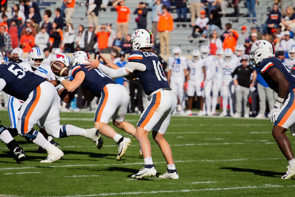 Sophomore quarterback Anthony Colandrea receives the snap Saturday against Southern Methodist.